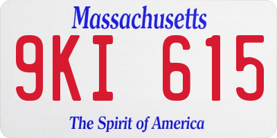 MA license plate 9KI615