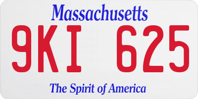 MA license plate 9KI625