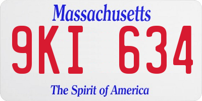 MA license plate 9KI634
