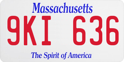 MA license plate 9KI636