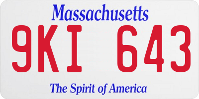 MA license plate 9KI643