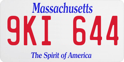 MA license plate 9KI644