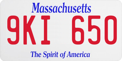 MA license plate 9KI650