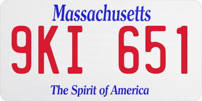 MA license plate 9KI651