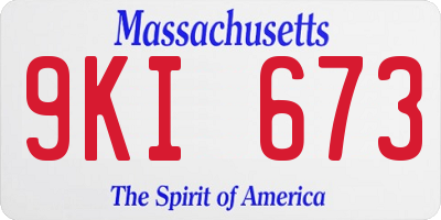 MA license plate 9KI673
