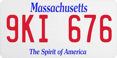 MA license plate 9KI676