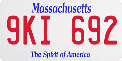 MA license plate 9KI692