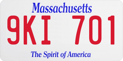 MA license plate 9KI701