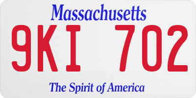 MA license plate 9KI702