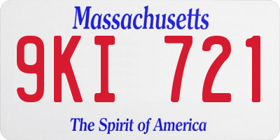 MA license plate 9KI721
