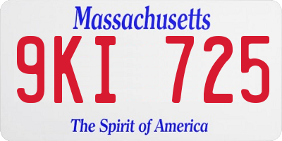 MA license plate 9KI725