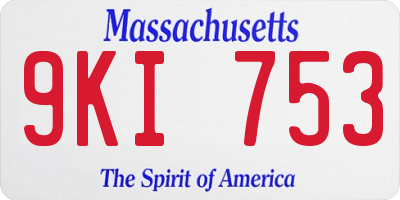 MA license plate 9KI753