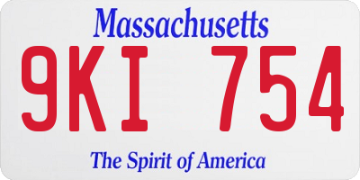 MA license plate 9KI754