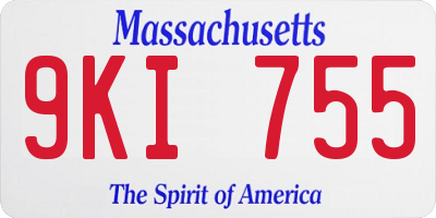 MA license plate 9KI755