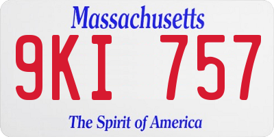 MA license plate 9KI757