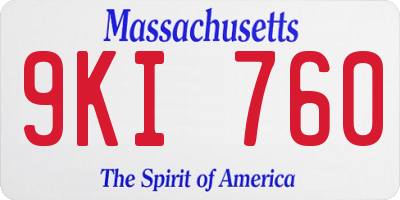 MA license plate 9KI760