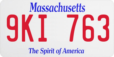 MA license plate 9KI763