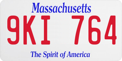 MA license plate 9KI764