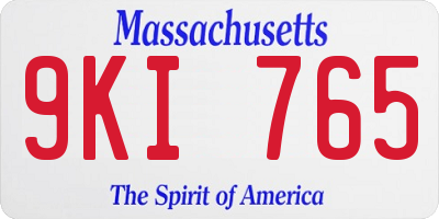 MA license plate 9KI765