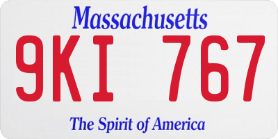 MA license plate 9KI767