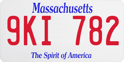 MA license plate 9KI782