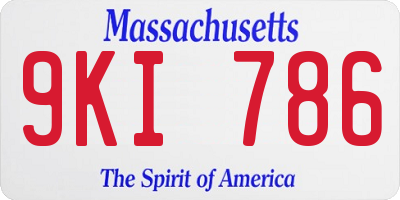 MA license plate 9KI786