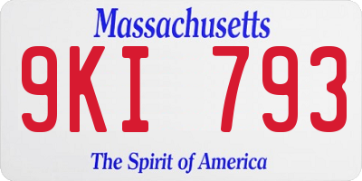MA license plate 9KI793