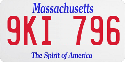 MA license plate 9KI796
