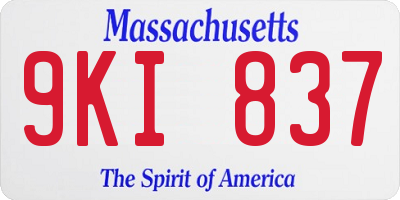 MA license plate 9KI837