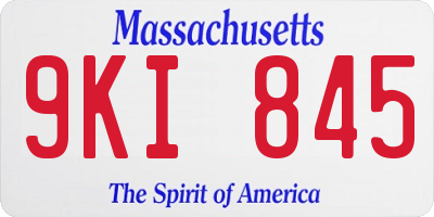 MA license plate 9KI845