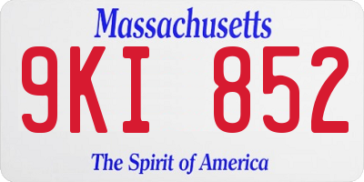 MA license plate 9KI852