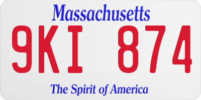MA license plate 9KI874