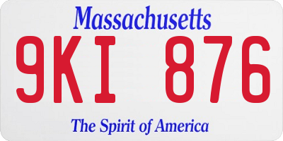 MA license plate 9KI876