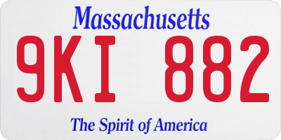 MA license plate 9KI882