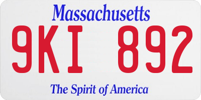 MA license plate 9KI892