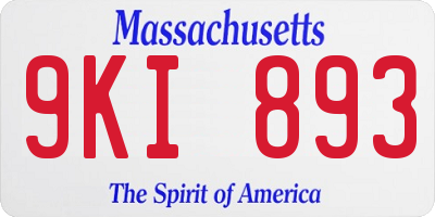 MA license plate 9KI893