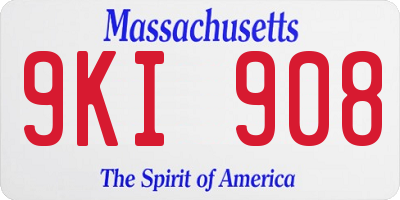 MA license plate 9KI908