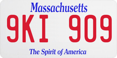 MA license plate 9KI909