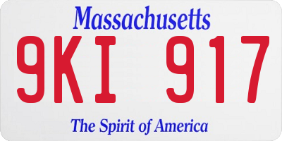 MA license plate 9KI917