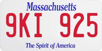 MA license plate 9KI925