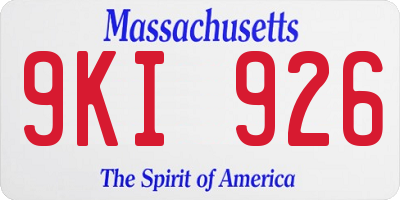 MA license plate 9KI926