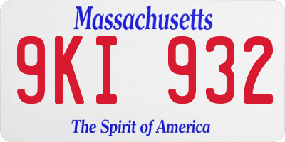 MA license plate 9KI932