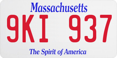 MA license plate 9KI937
