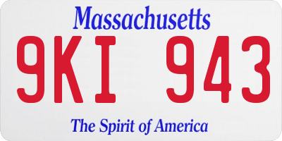 MA license plate 9KI943