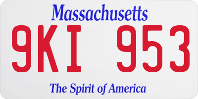 MA license plate 9KI953