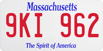 MA license plate 9KI962