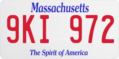 MA license plate 9KI972