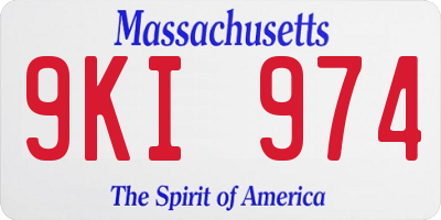 MA license plate 9KI974
