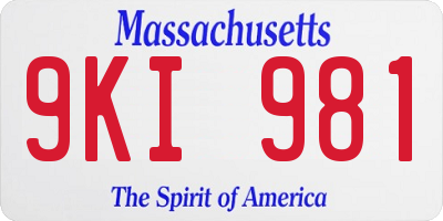 MA license plate 9KI981