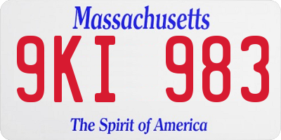 MA license plate 9KI983